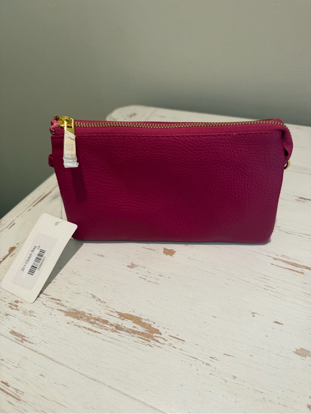 Women's Leather Wristlet Pouch in Magenta